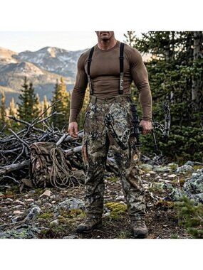 SCENTLOK Hunting Bib Men’s Sz LARGE Carbon Alloy Strata Pattern Odor Control